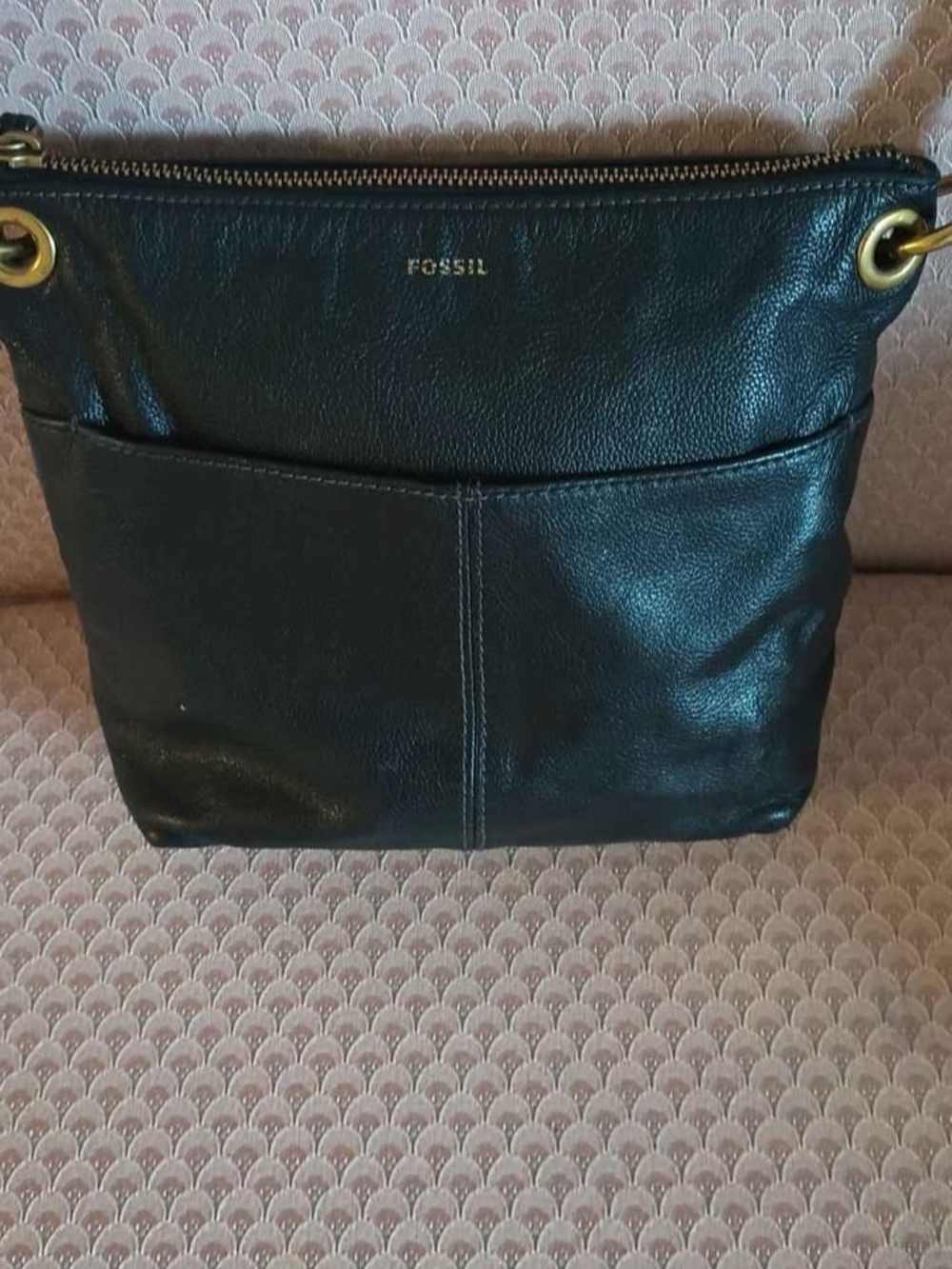 Fossil Black Leather Crossbody Bag